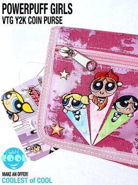 VTG Y2K Cartoon Network Powerpuff Girls plush 3D purse pink yellow zipper NWT